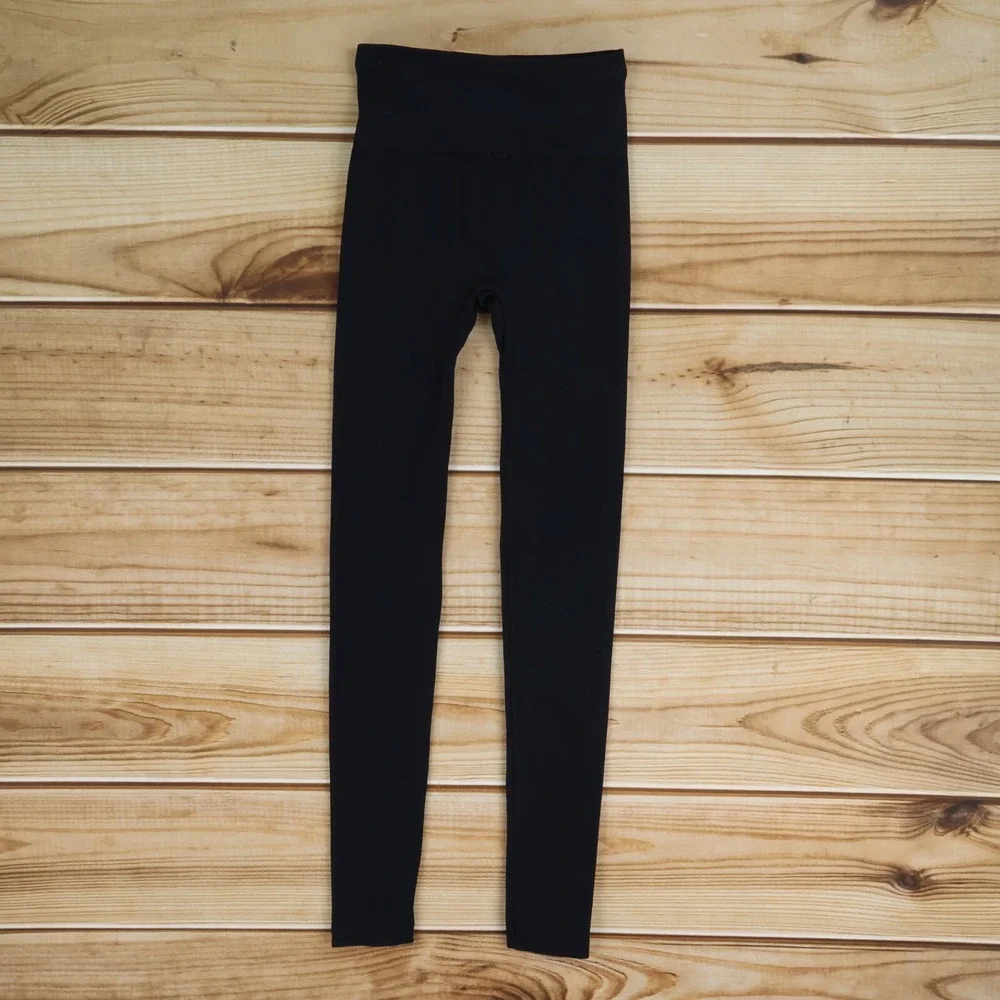 Pink Republic Ribbed Leggings‎ Womens Size XS Black Stretch Mid Rise Compression